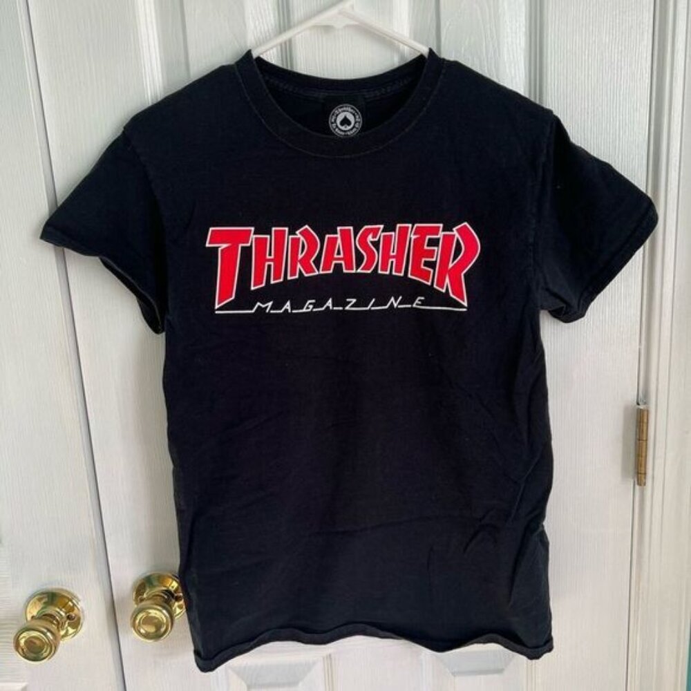 Thrasher Mens Small Black‎ & Red Cotton Short Sleeve Shirt